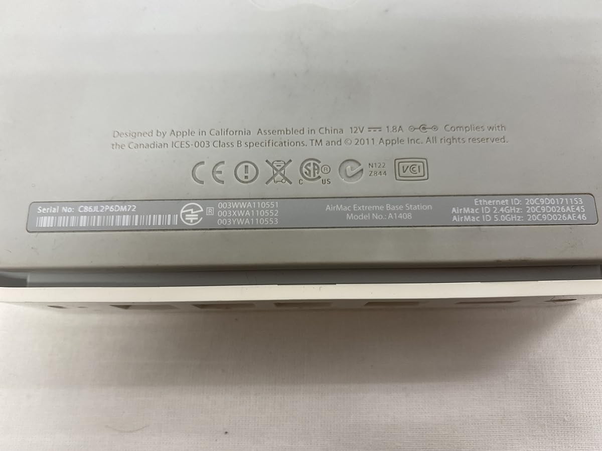 Amazon.co.jp: AirMac Extreme Base Station第5世代 A1408通電動作確認